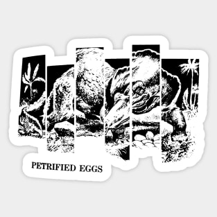 PETRIFIED EGGS split black and white Triceratops Styracosaurus Sticker